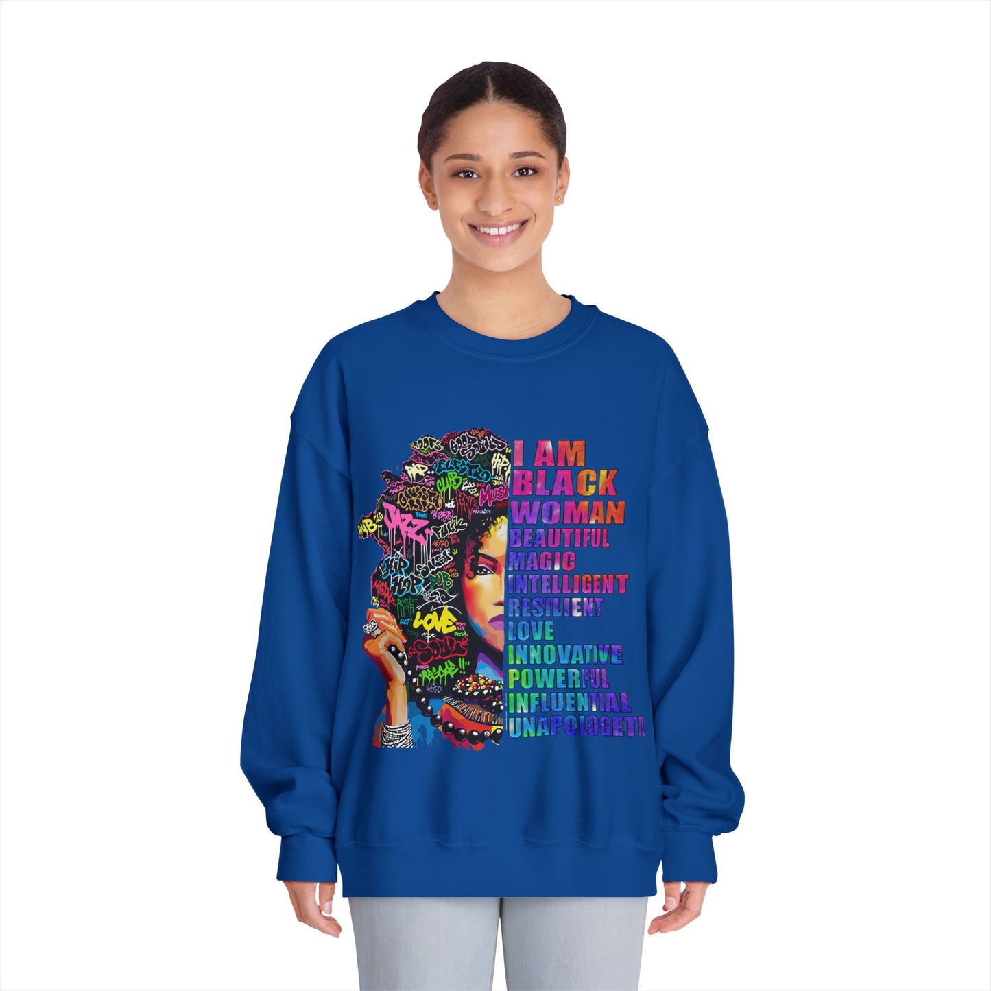 Black Woman Affirmation Sweatshirt — "I Am Black Woman" Empowerment Crewneck