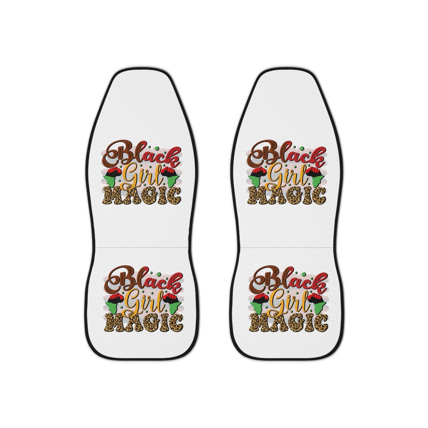 Car Seat Covers — "Black Girl Magic" Leopard Print Afrocentric Design