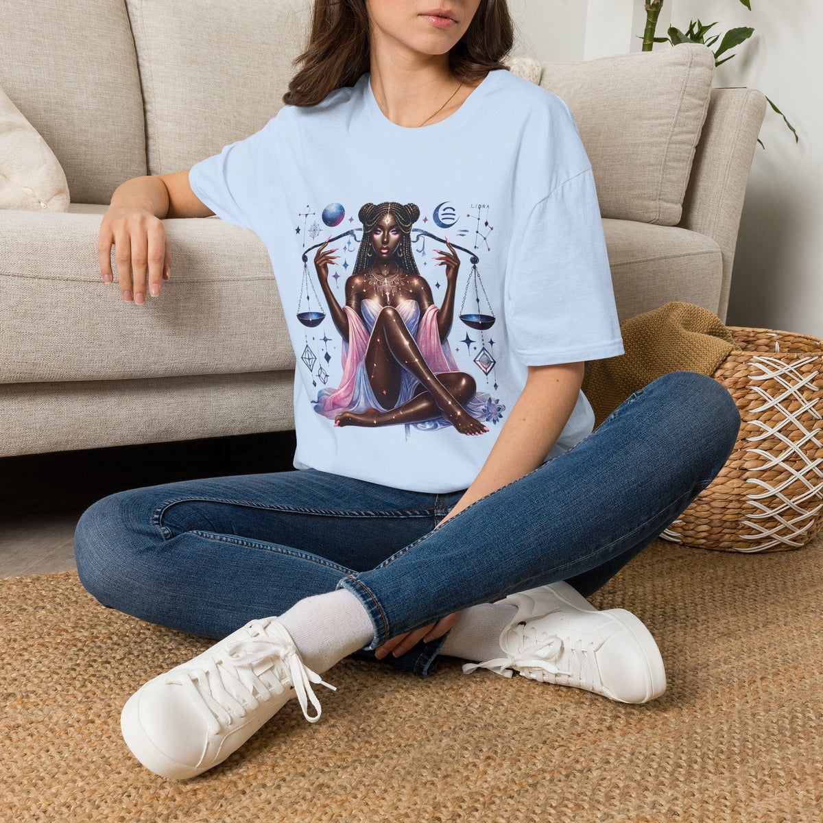 Libra Goddess T-Shirt — Celestial Scales Zodiac Art Tee