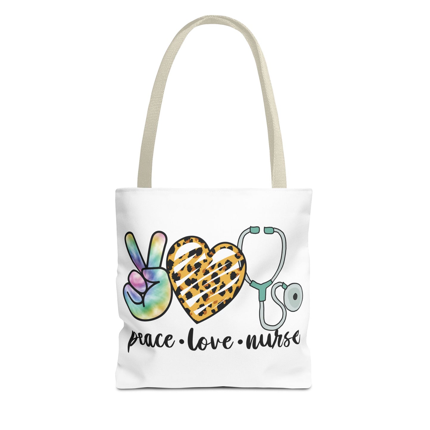 Peace Love Nurse Tote Bag — Cute Nurse Gift with Stethoscope Design