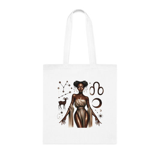 Leo Zodiac Tote Bag — Afrocentric Astrology Cotton Tote (Leo Symbols & 'Leo' Design)