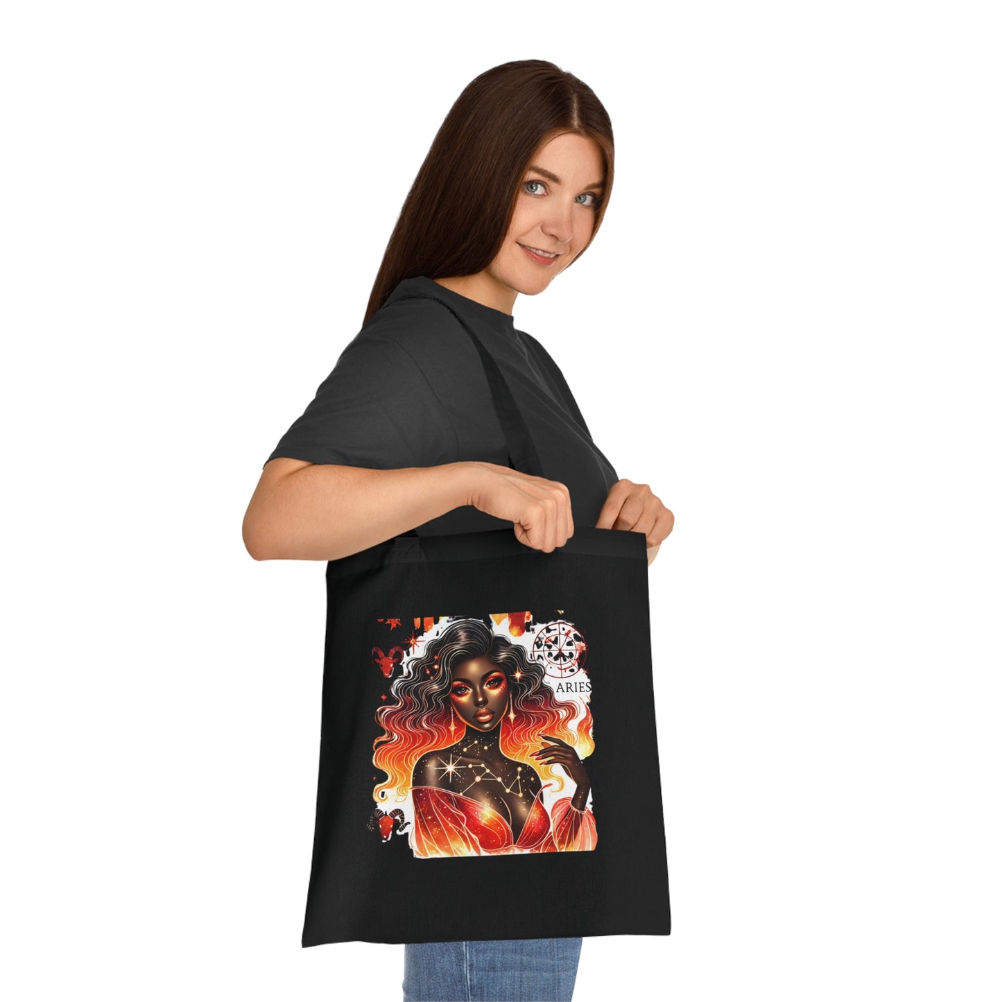 Aries Zodiac Tote Bag — Fiery Goddess Astrology Cotton Tote