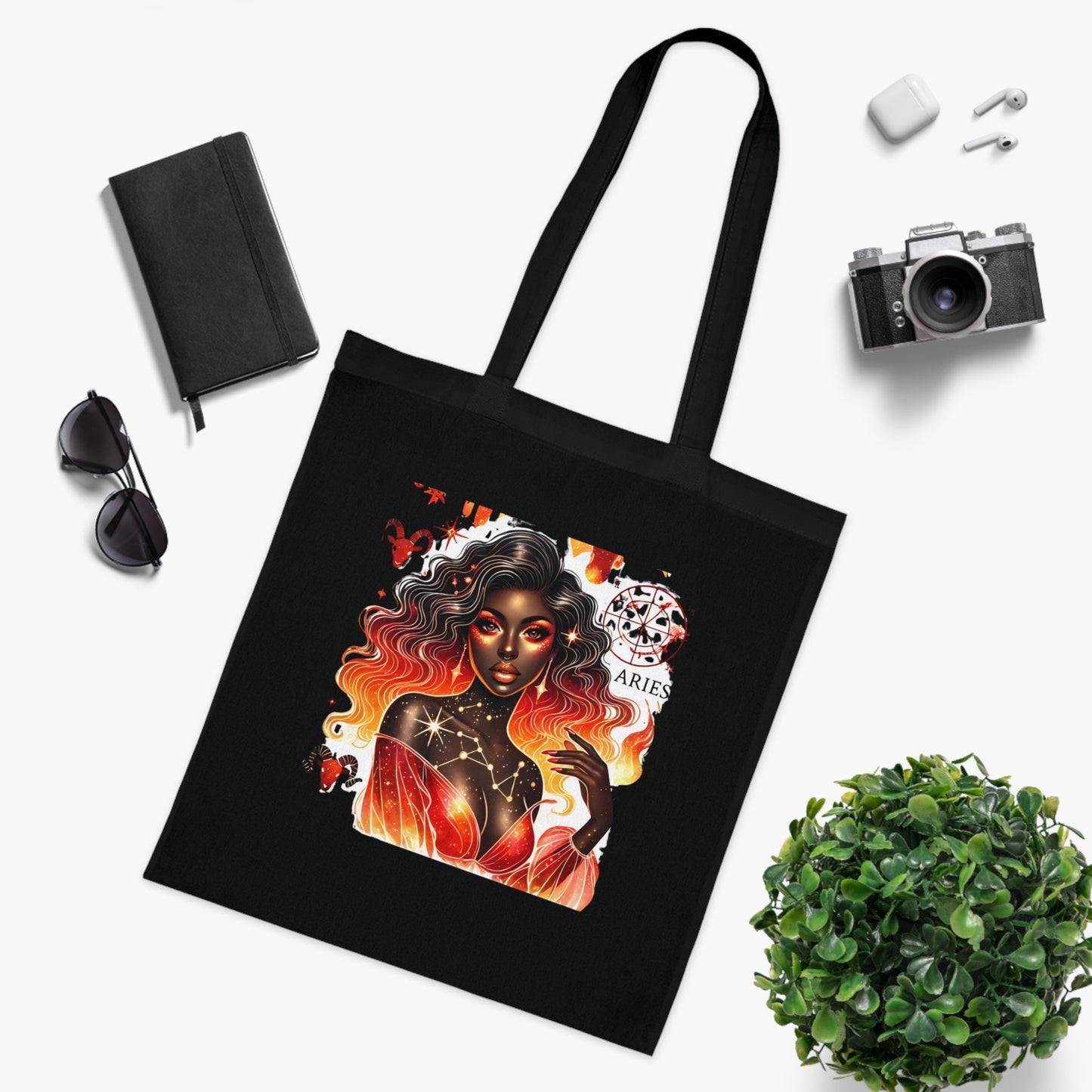 Aries Zodiac Tote Bag — Fiery Goddess Astrology Cotton Tote