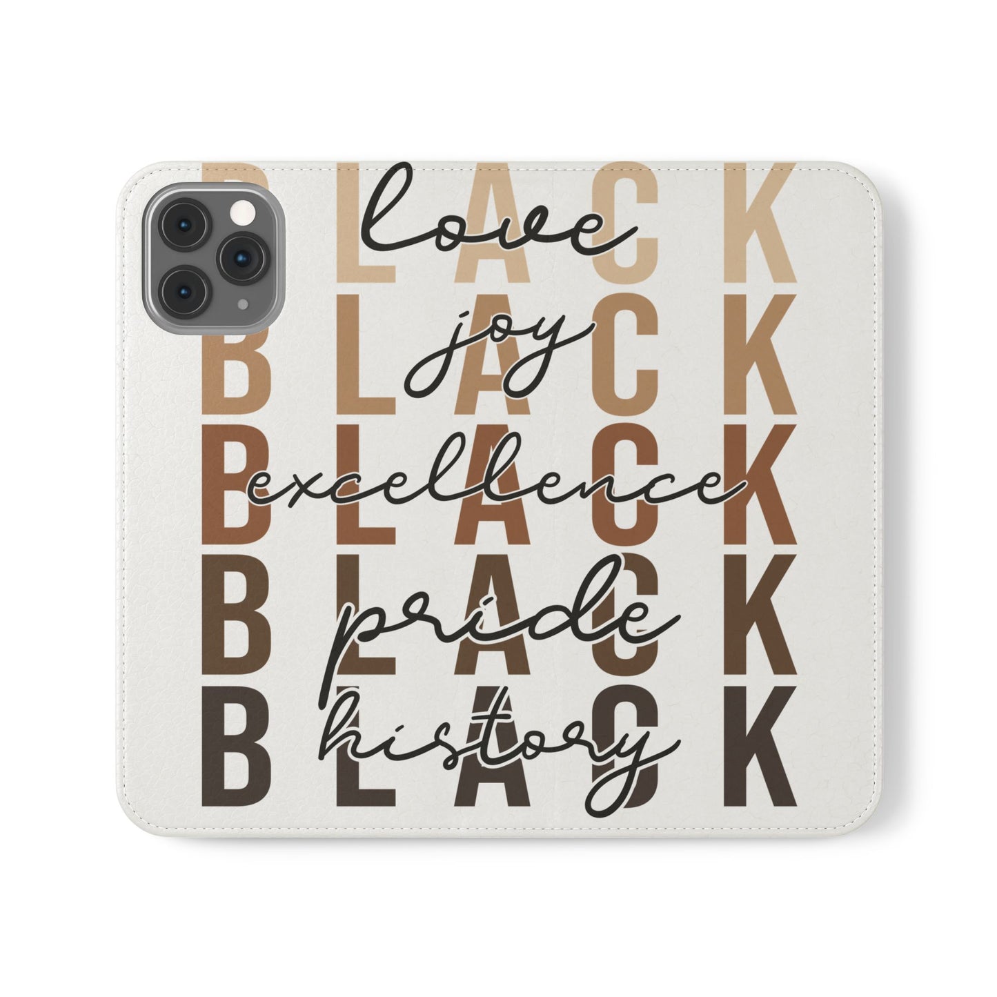 Flip Phone Case — "Black" Typography with Love, Joy, Pride & History