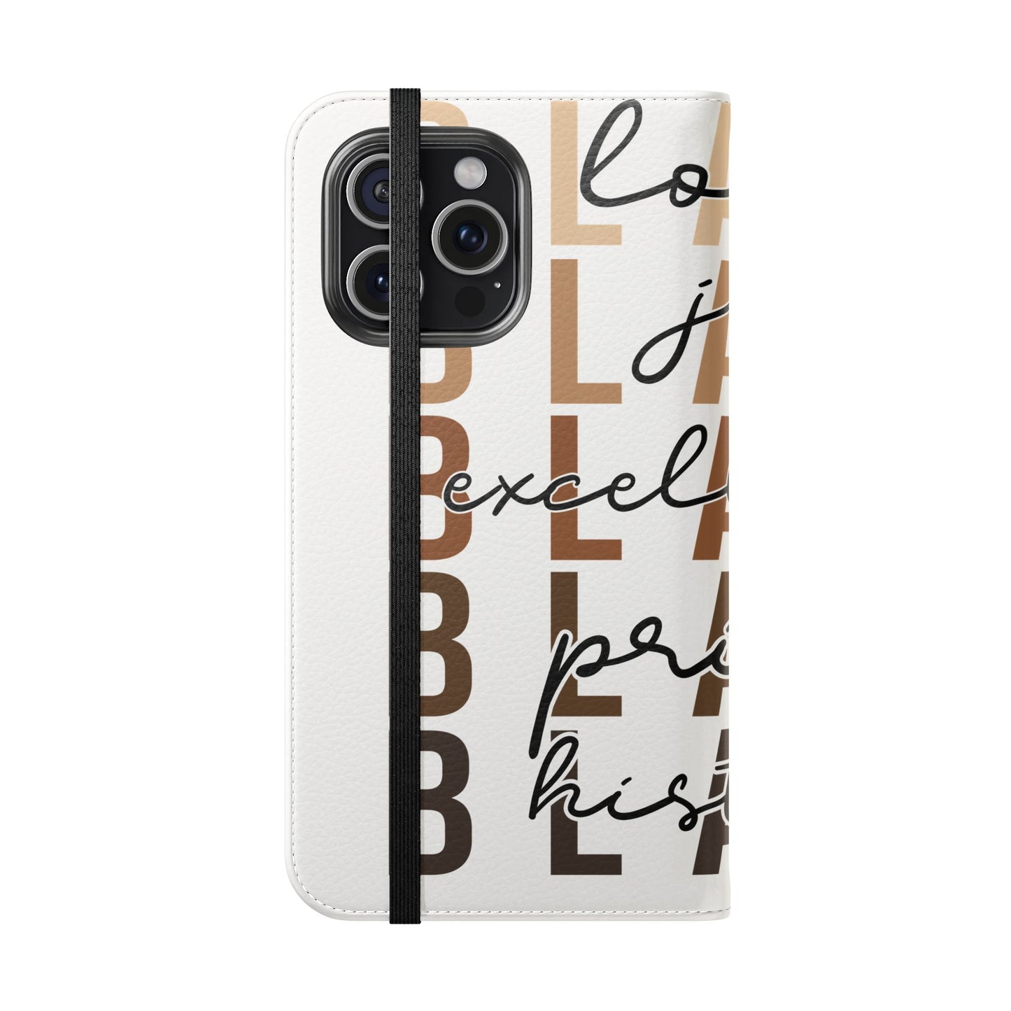 Flip Phone Case — "Black" Typography with Love, Joy, Pride & History