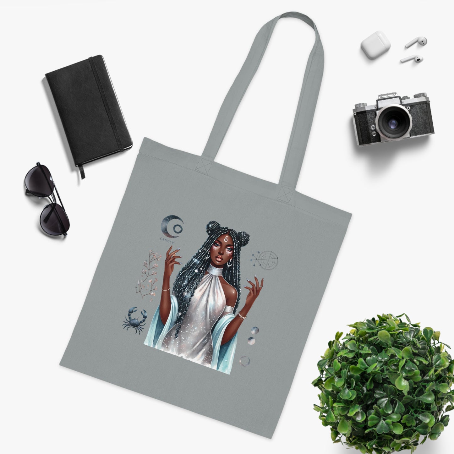 Mystic Goddess Tote Bag — Moon Phases & Celestial Witch Art Cotton Tote