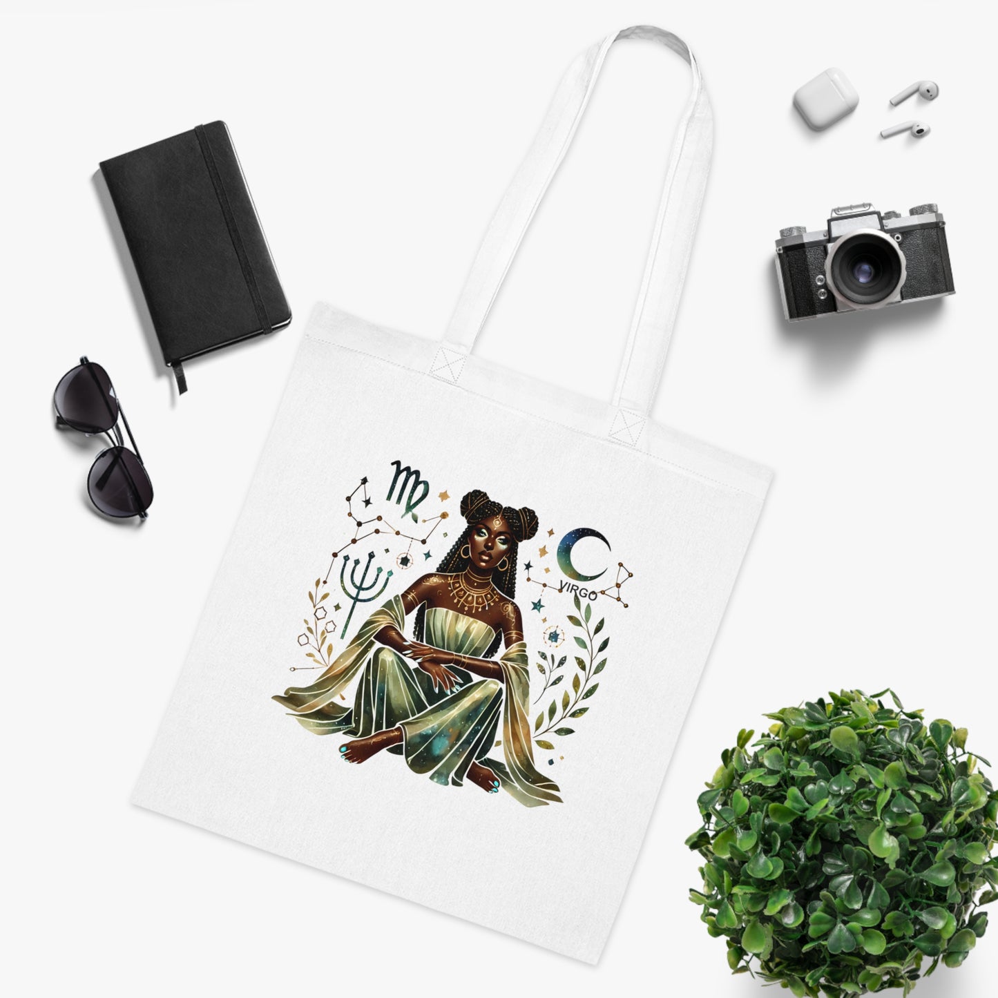 Virgo Zodiac Goddess Cotton Tote — Astrology Bookish Tarot Tote Bag
