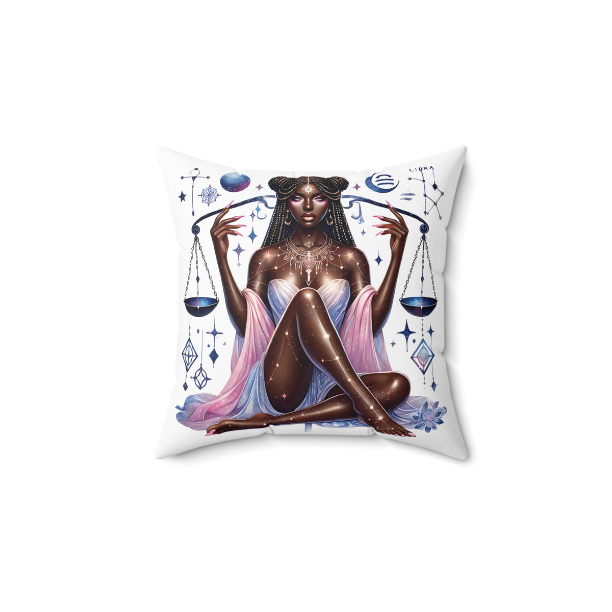 Libra Goddess Square Pillow — Zodiac Astrology Decorative Throw Pillow