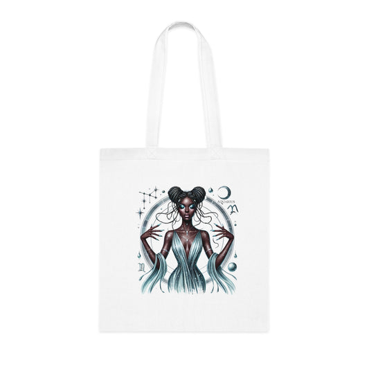 Mystic Moon Goddess Cotton Tote — Astrological Witchy Art Tote Bag