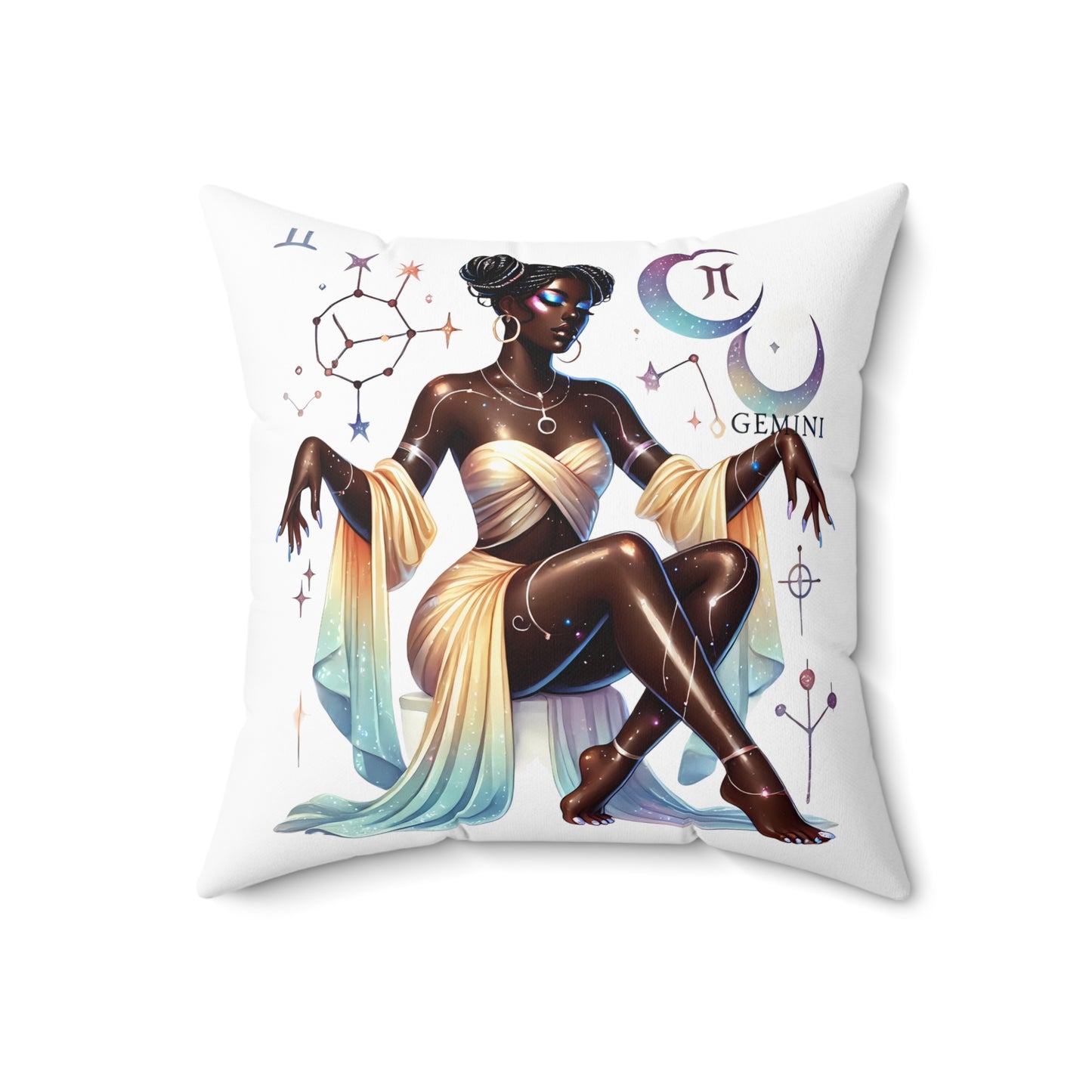 Gemini Zodiac Pillow — Elegant Cosmic Astrology Throw Pillow