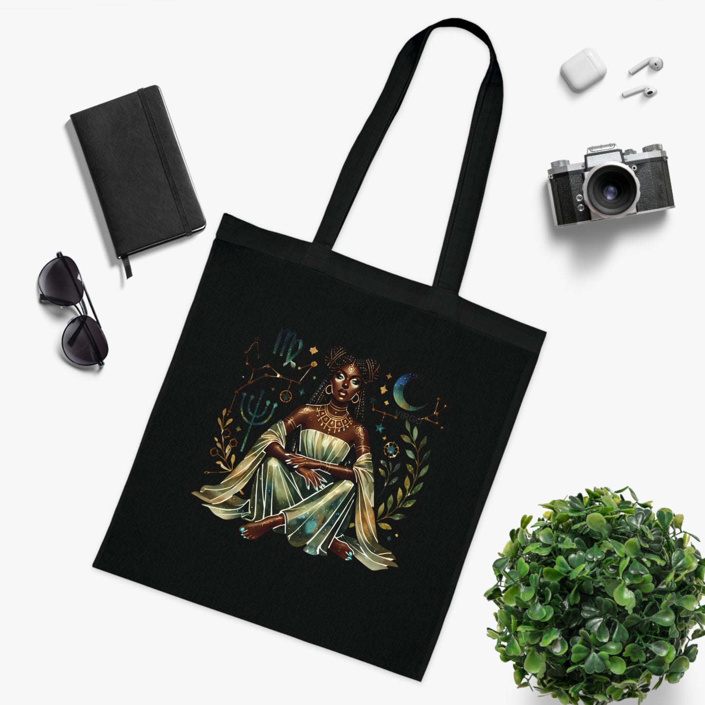 Virgo Zodiac Goddess Cotton Tote — Astrology Bookish Tarot Tote Bag