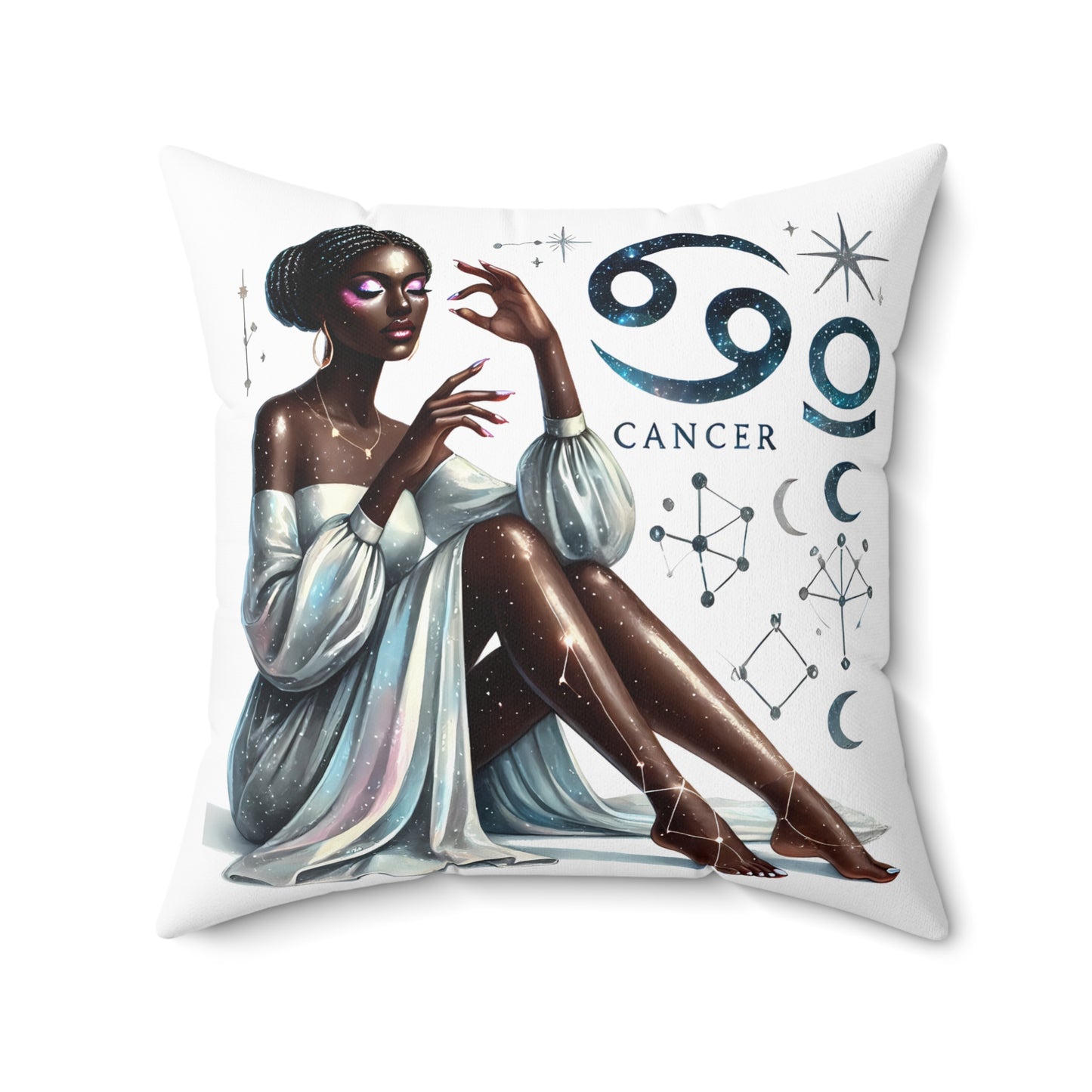 Cancer Zodiac Pillow — Elegant Astrological Home Decor ("Cancer" Text)
