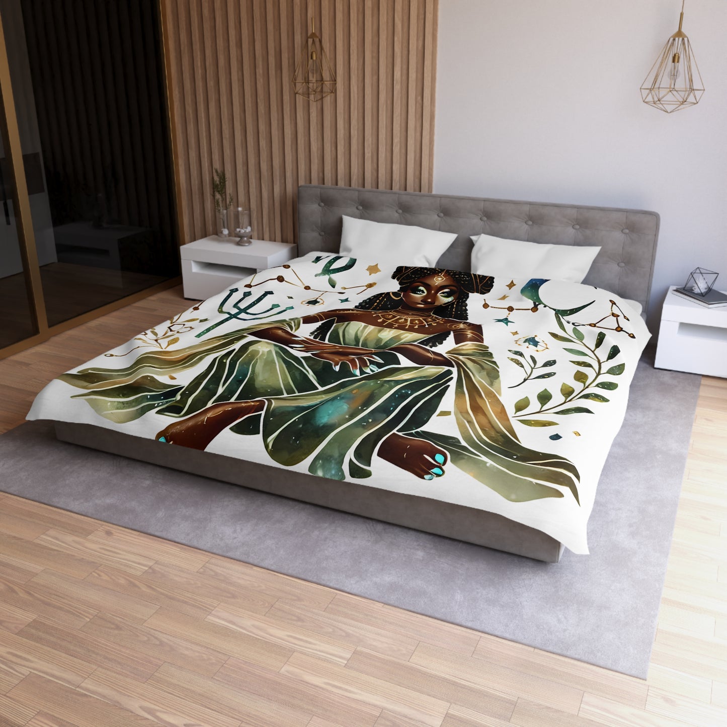 Virgo Goddess Duvet Cover — Zodiac Astrology Microfiber Bedding