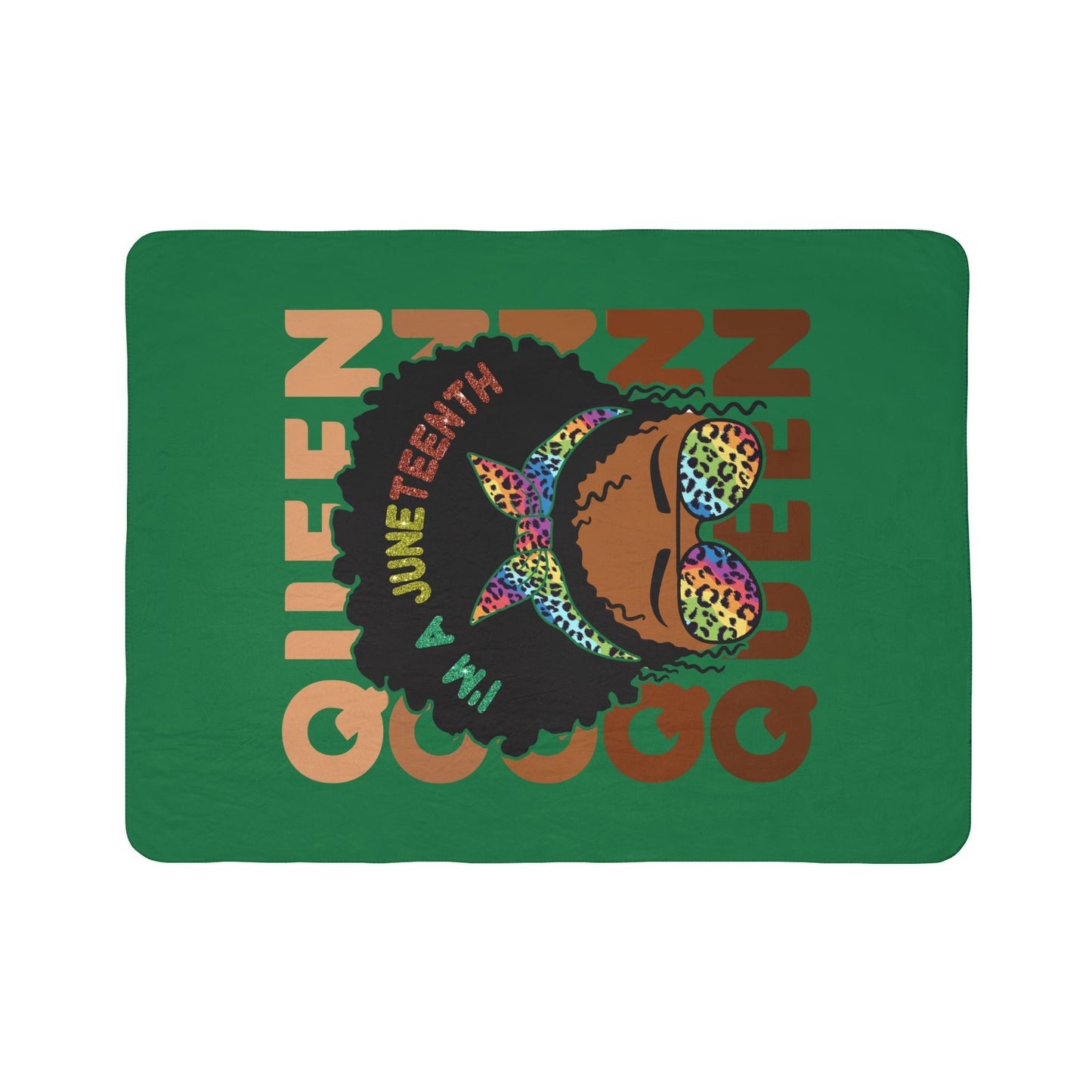 Juneteenth Queen Fleece Sherpa Blanket — "I'm A Juneteenth Queen" Afro Puff Design