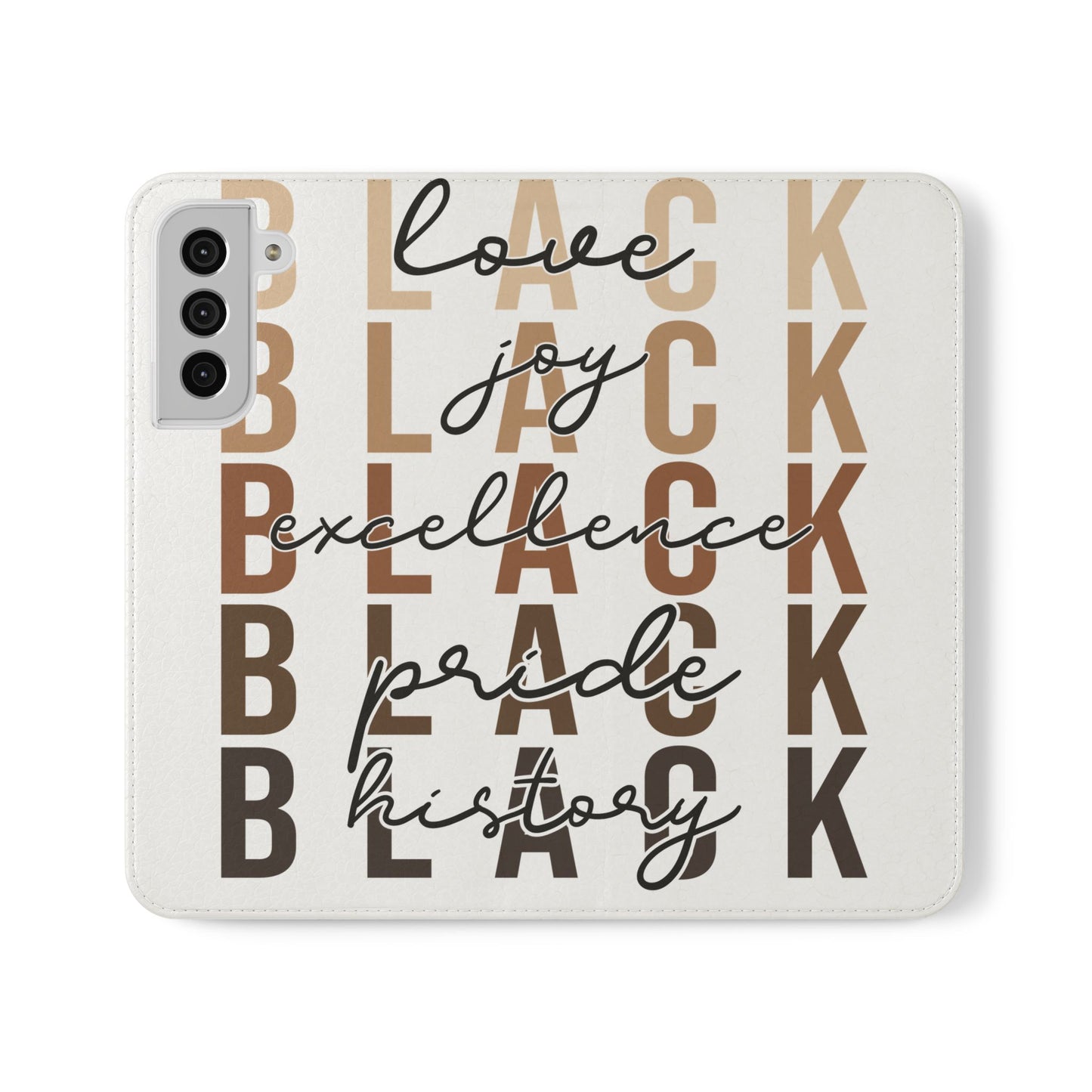 Flip Phone Case — "Black" Typography with Love, Joy, Pride & History