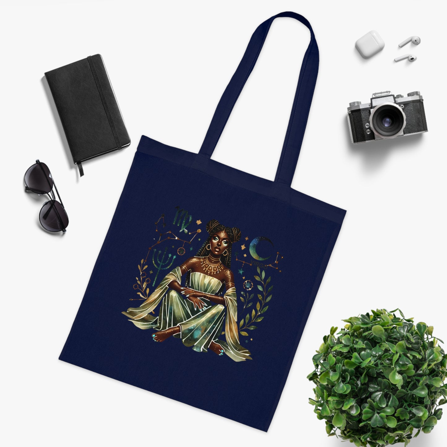 Virgo Zodiac Goddess Cotton Tote — Astrology Bookish Tarot Tote Bag
