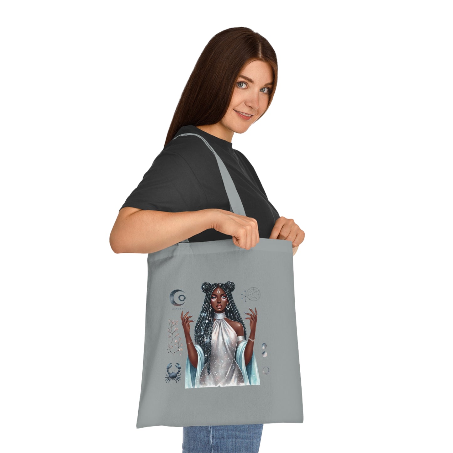 Mystic Goddess Tote Bag — Moon Phases & Celestial Witch Art Cotton Tote