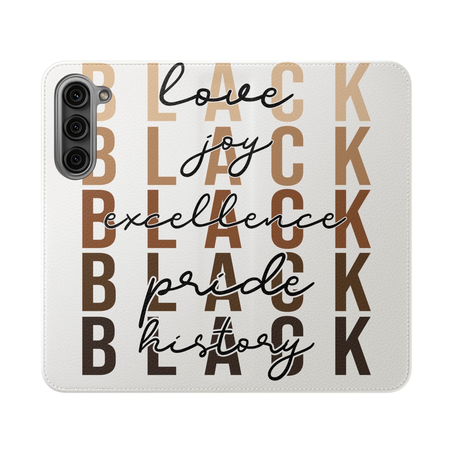 Flip Phone Case — "Black" Typography with Love, Joy, Pride & History