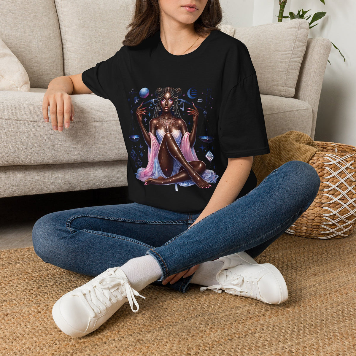 Libra Goddess T-Shirt — Celestial Scales Zodiac Art Tee