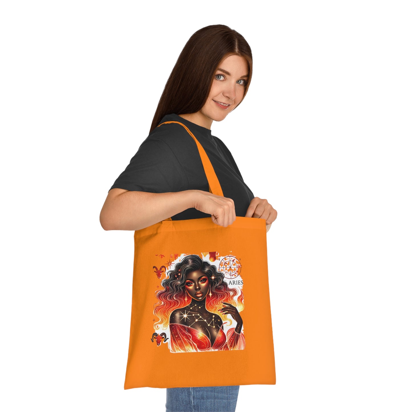 Aries Zodiac Tote Bag — Fiery Goddess Astrology Cotton Tote