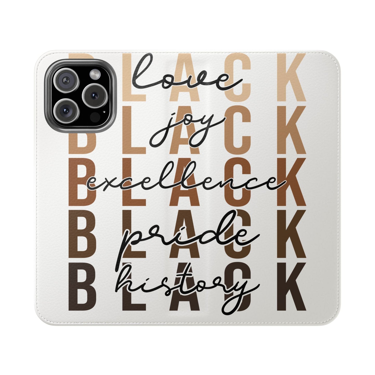 Flip Phone Case — "Black" Typography with Love, Joy, Pride & History