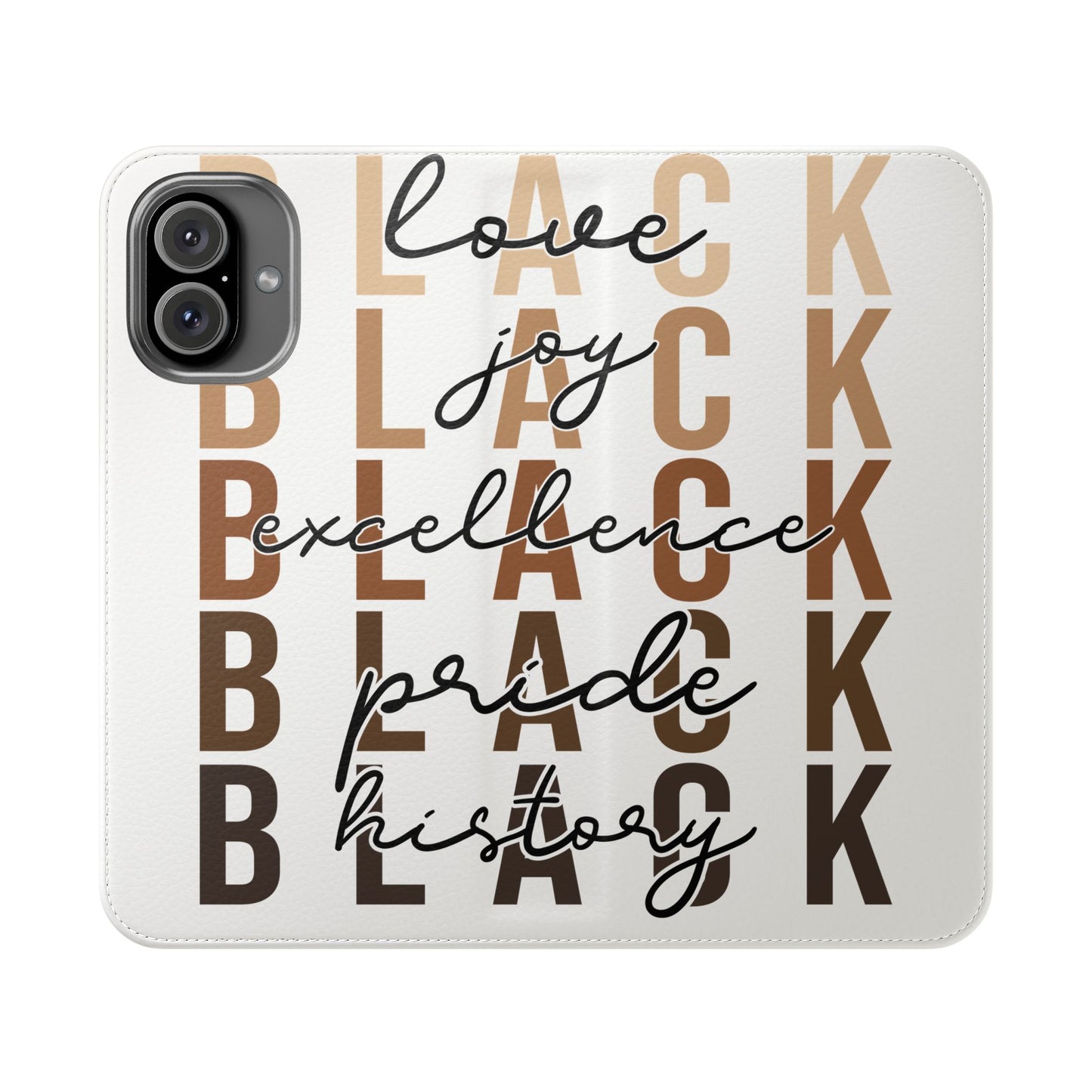 Flip Phone Case — "Black" Typography with Love, Joy, Pride & History